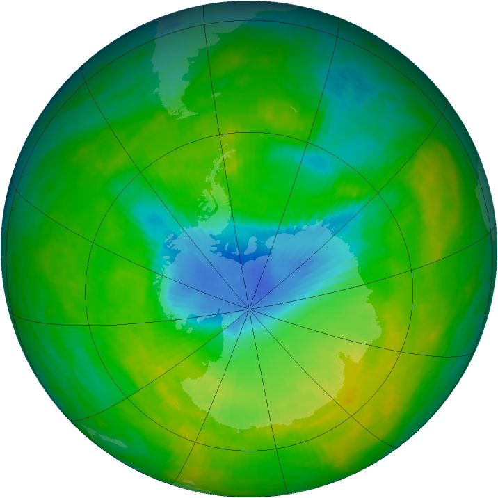 Antarctic ozone map for 03 December 1984